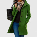 Wool Blend Coat Camel Women's Single-Breasted Lapel Jacket – Casual, Office, Winter, Gift