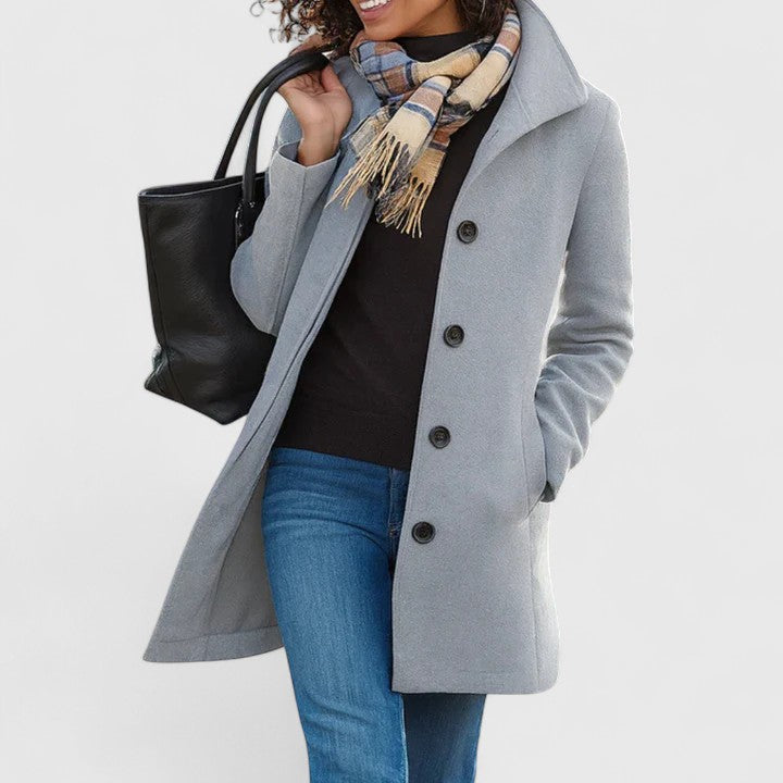 Wool Blend Coat Camel Women's Single-Breasted Lapel Jacket – Casual, Office, Winter, Gift