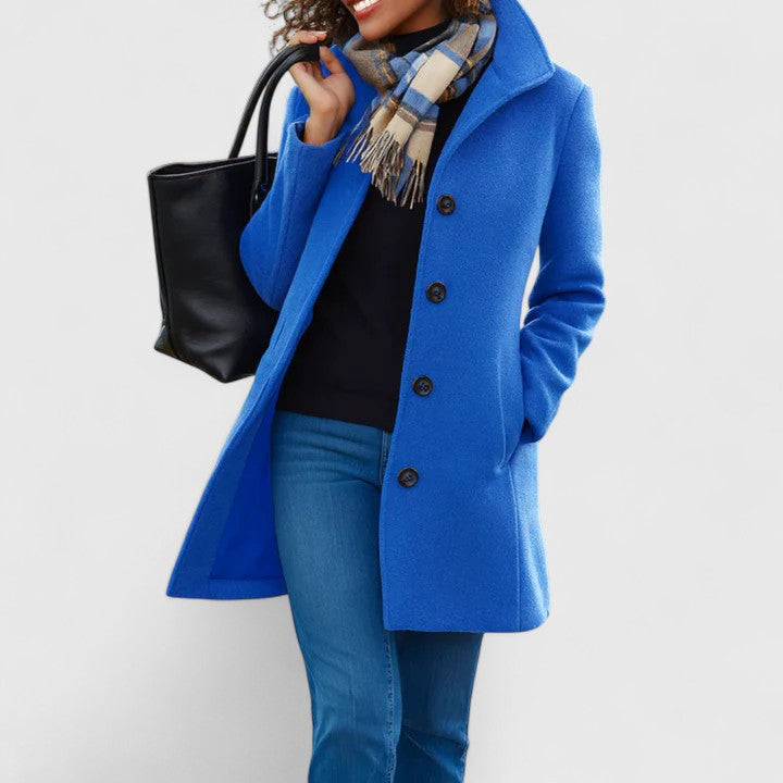 Wool Blend Coat Camel Women's Single-Breasted Lapel Jacket – Casual, Office, Winter, Gift