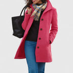Wool Blend Coat Camel Women's Single-Breasted Lapel Jacket – Casual, Office, Winter, Gift