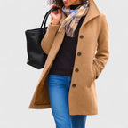 Wool Blend Coat Camel Women's Single-Breasted Lapel Jacket – Casual, Office, Winter, Gift