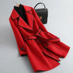 Wool Blend Coat Women's Camel Lapel Mid-Length – Office, Casual, Autumn Winter Gift