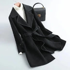 Wool Blend Coat Women's Camel Lapel Mid-Length – Office, Casual, Autumn Winter Gift