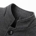Wool Blend Overcoat Men's Black Stand-Collar Quilted Lining – Office, Casual, Winter, Gift