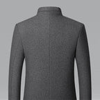 Wool Blend Overcoat Men's Black Stand-Collar Quilted Lining – Office, Casual, Winter, Gift