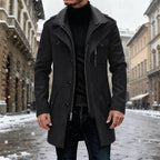 Wool Blend Overcoat Men's Grey Single Breasted Trench Jacket – Casual, Office, Winter, Gift