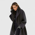 Wool Coat Red Shawl Collar Women's Mid-Length Overcoat – Office, Casual, Winter, Holiday Gift