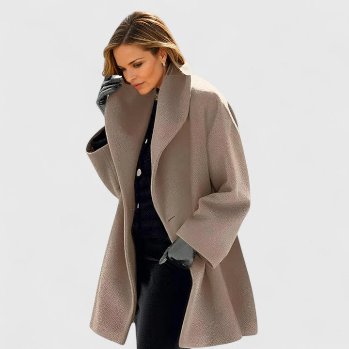 Wool Coat Red Shawl Collar Women's Mid-Length Overcoat – Office, Casual, Winter, Holiday Gift