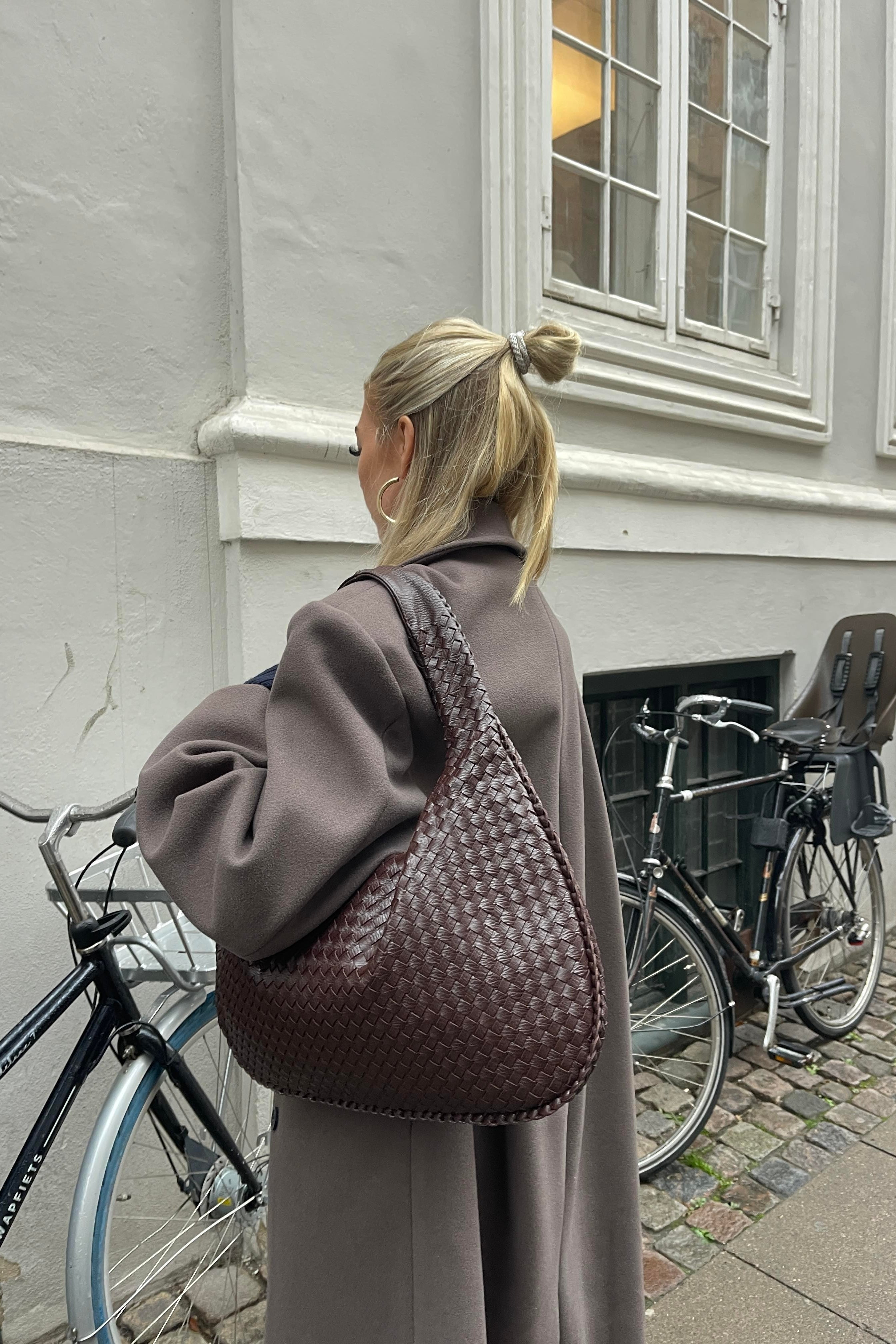 Woven Leather Hobo Bag Burgundy Large Women's Shoulder Tote – Casual, Office, Everyday, Gift