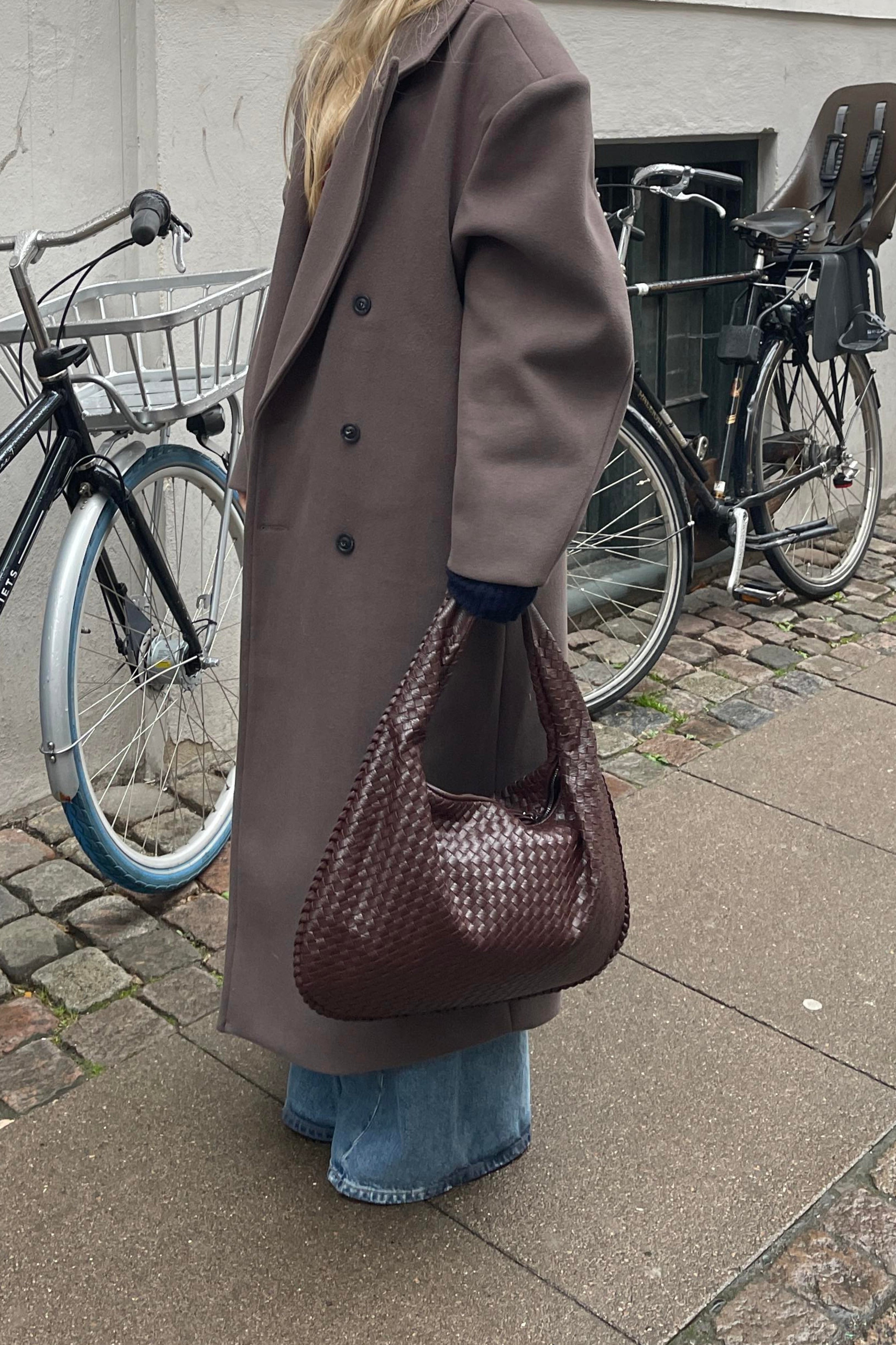 Woven Leather Hobo Bag Burgundy Large Women's Shoulder Tote – Casual, Office, Everyday, Gift