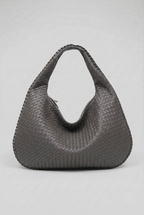 Woven Leather Hobo Bag Burgundy Large Women's Shoulder Tote – Casual, Office, Everyday, Gift
