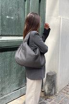 Woven Leather Hobo Bag Burgundy Large Women's Shoulder Tote – Casual, Office, Everyday, Gift