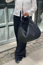 Woven Leather Hobo Bag Burgundy Large Women's Shoulder Tote – Casual, Office, Everyday, Gift