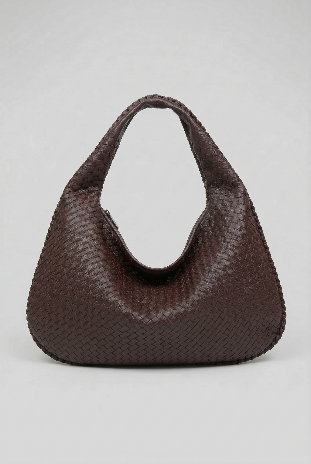 Woven Leather Hobo Bag Burgundy Large Women's Shoulder Tote – Casual, Office, Everyday, Gift