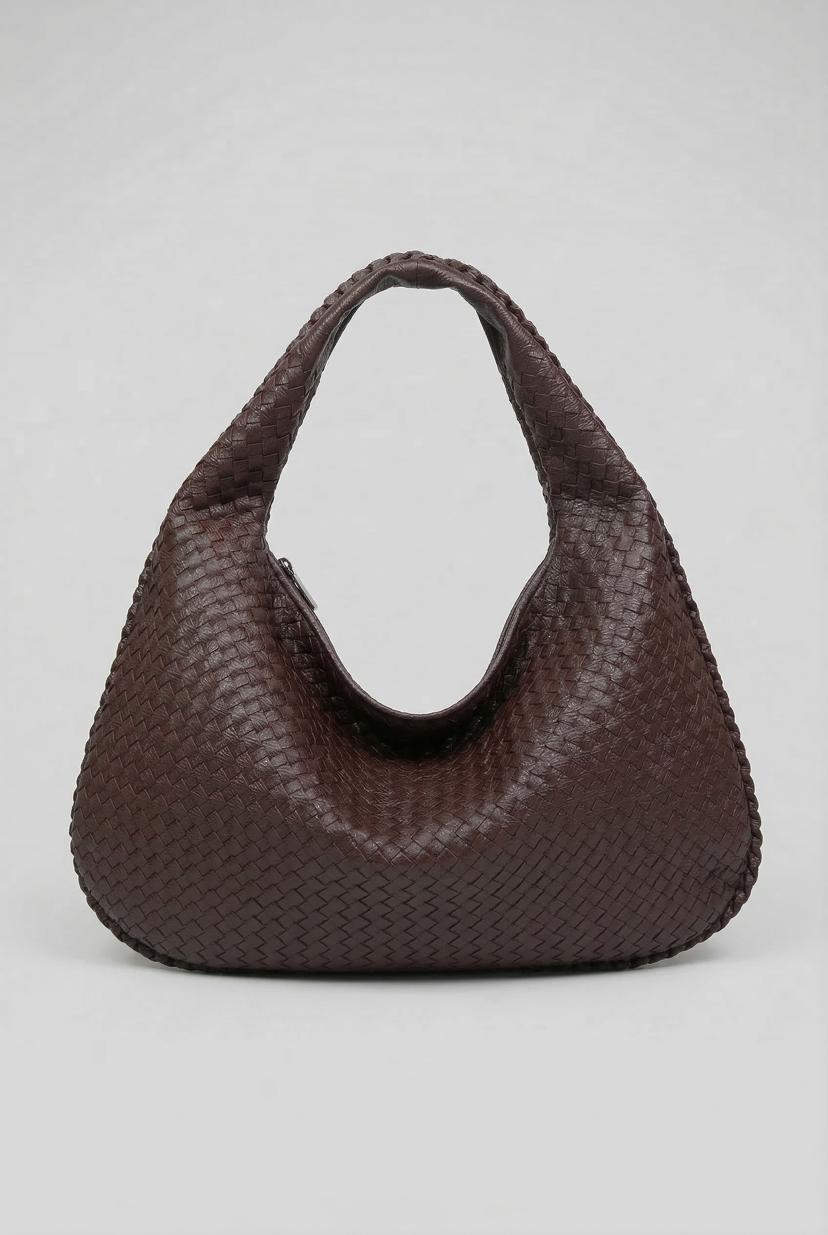 Woven Leather Hobo Bag Burgundy Large Women's Shoulder Tote – Casual, Office, Everyday, Gift