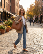 Woven Leather Tote Bag Brown Women's Handbag – Work, Everyday, Travel, Office, Gift