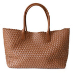 Woven Leather Tote Bag Brown Women's Handbag – Work, Everyday, Travel, Office, Gift