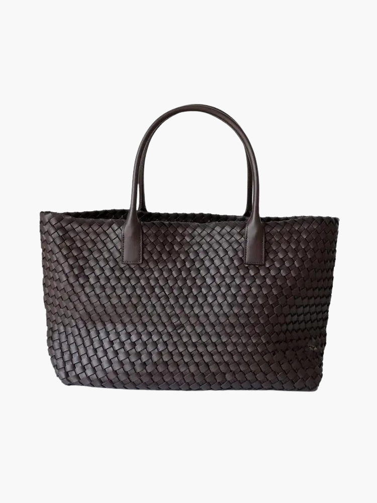 Woven Leather Tote Bag Brown Women's Handbag – Work, Everyday, Travel, Office, Gift