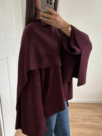 Wrap Coat Wool Blend Bordeaux Women's Longline Overcoat – Casual, Office, Autumn Winter Outerwear