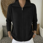 Zip Cardigan Knitted Women's Pink Stand Collar Long Sleeve – Casual, Office Layering Everyday Wear