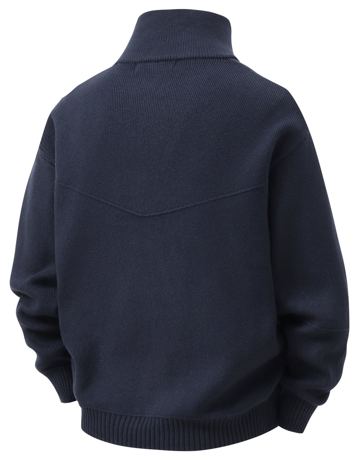 Zip-Front Knitted Cardigan Men's Navy High-Neck Sweater Jacket – Casual, Office · Werune