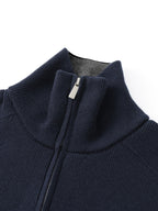 Zip-Front Knitted Cardigan Men's Navy High-Neck Sweater Jacket – Casual, Office · Werune
