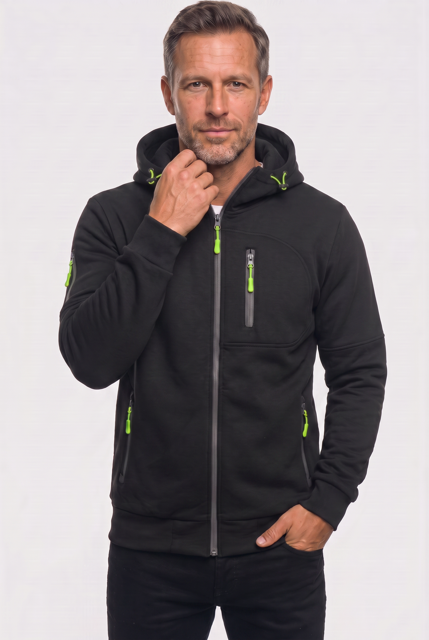 Zip Hoodie Navy Men's Full Zip Hooded Jacket with Zipped Pockets – Casual, Everyday Wear