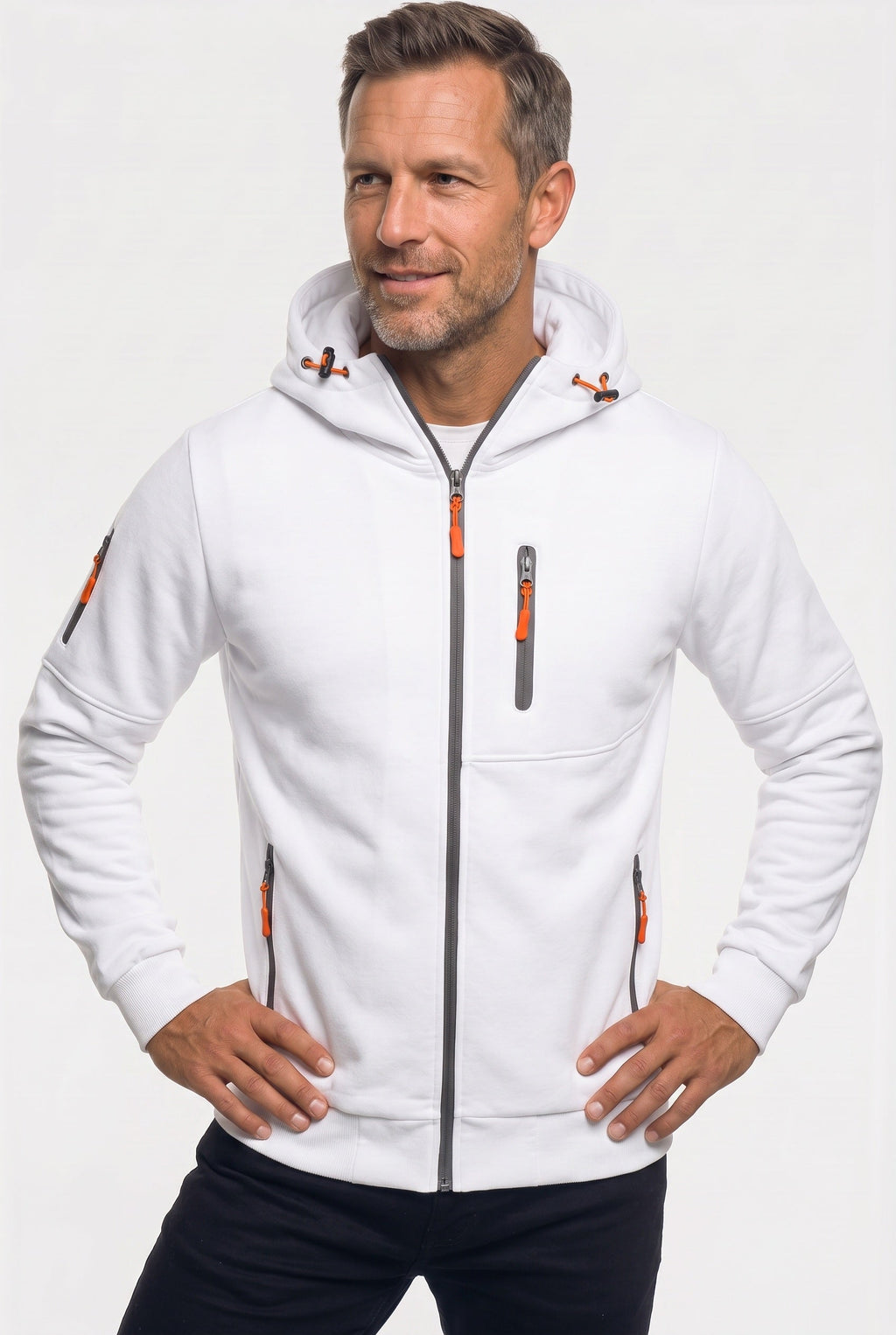 Zip Hoodie Navy Men's Full Zip Hooded Jacket with Zipped Pockets – Casual, Everyday Wear