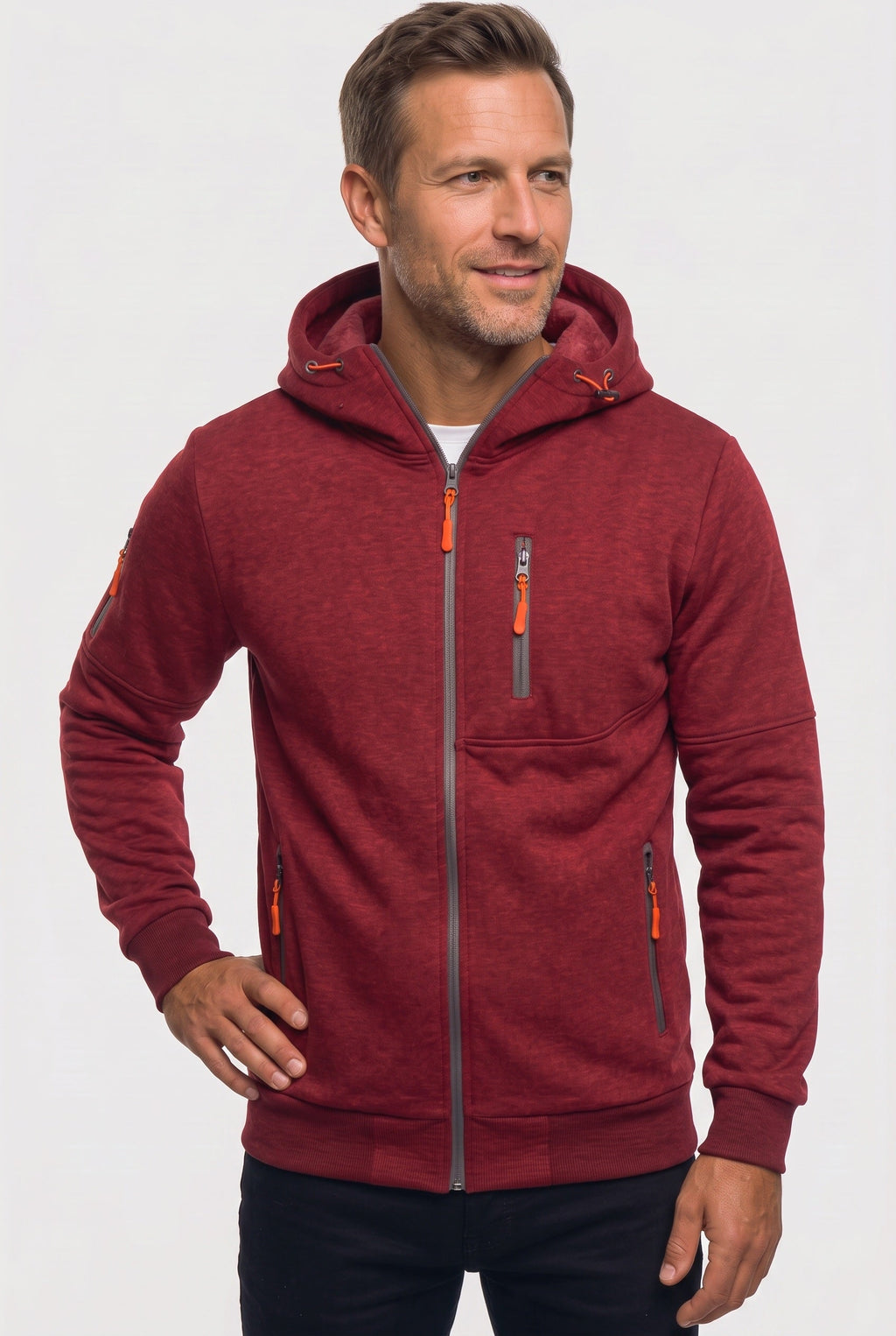 Zip Hoodie Navy Men's Full Zip Hooded Jacket with Zipped Pockets – Casual, Everyday Wear