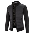 Zip-Up Cardigan Jacket Men's Fleece-Lined Knitted Sleeves Stand Collar – Casual, Winter Warmth