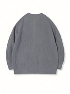 Zip-Up Cardigan Ribbed Knit Grey Men's Full-Zip Sweater with Pockets – Casual, Office, Everyday