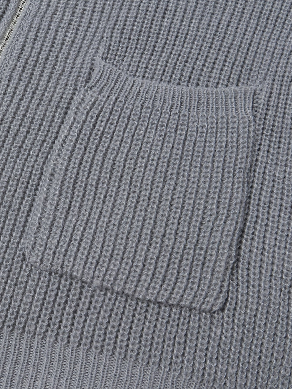 Zip-Up Cardigan Ribbed Knit Grey Men's Full-Zip Sweater with Pockets – Casual, Office, Everyday