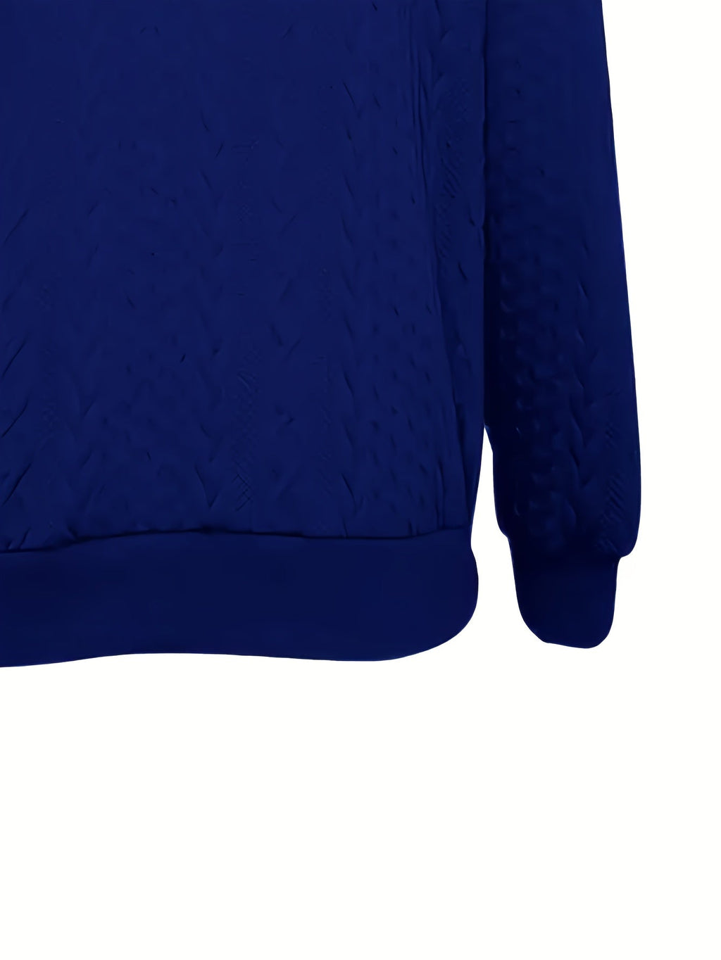 Zip-Up Hooded Jacket Textured Knit Blue Women's Drawstring Hoodie – Casual, Everyday