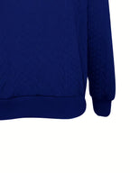 Zip-Up Hooded Jacket Textured Knit Blue Women's Drawstring Hoodie – Casual, Everyday