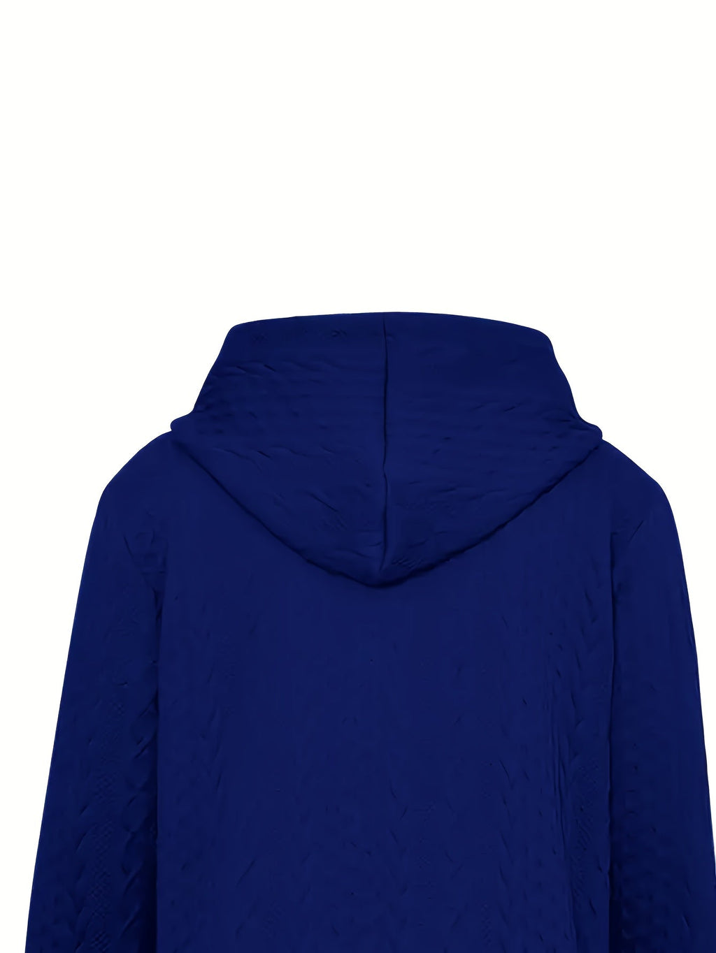 Zip-Up Hooded Jacket Textured Knit Blue Women's Drawstring Hoodie – Casual, Everyday