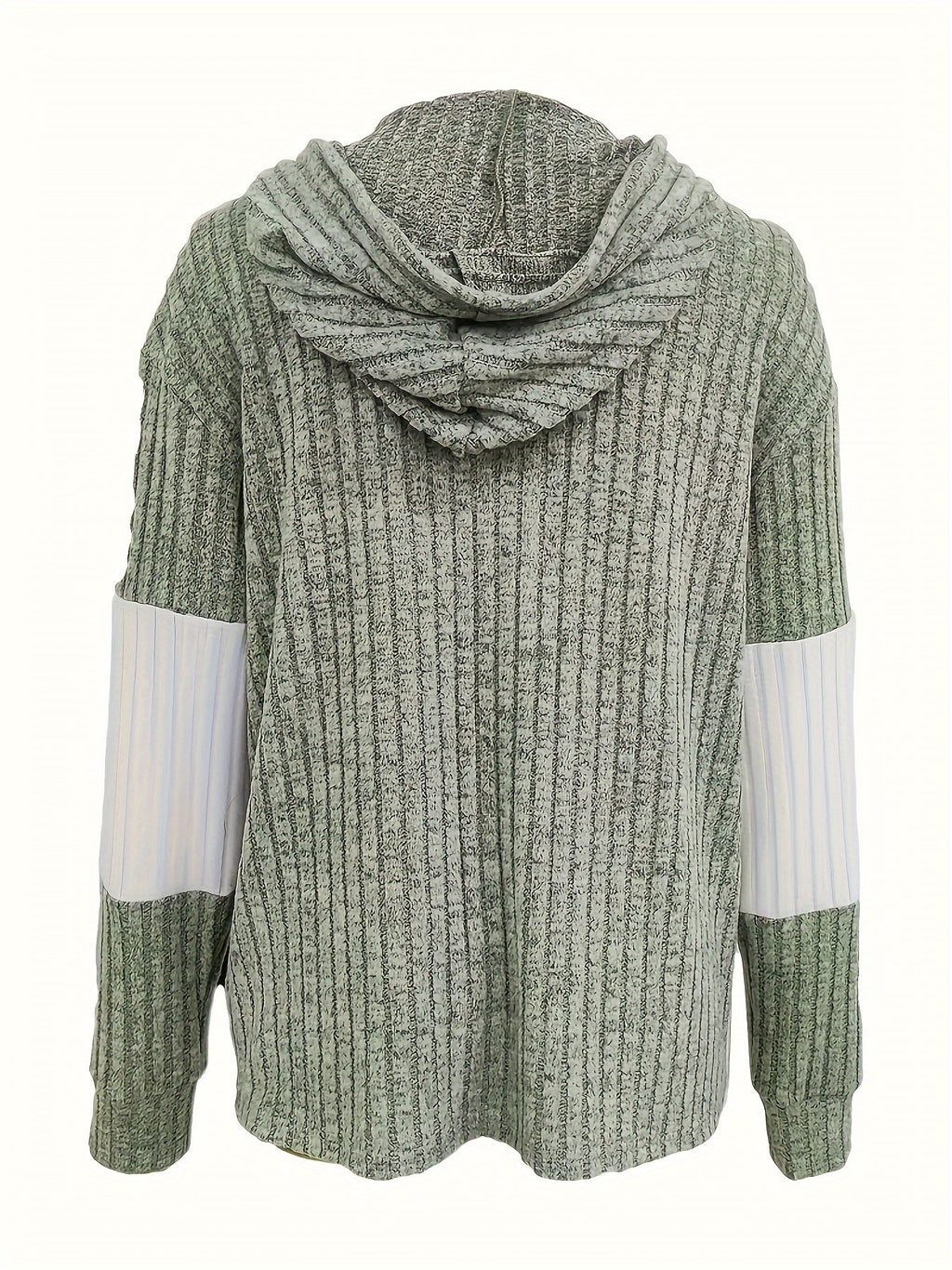 Zip-Up Hoodie Corduroy Colour-Block Women's Drawstring Jacket – Casual, Autumn Layering Everyday Wear