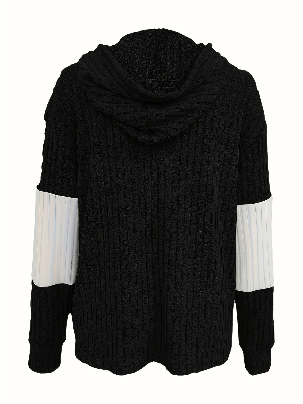 Zip-Up Hoodie Corduroy Colour-Block Women's Drawstring Jacket – Casual, Autumn Layering Everyday Wear