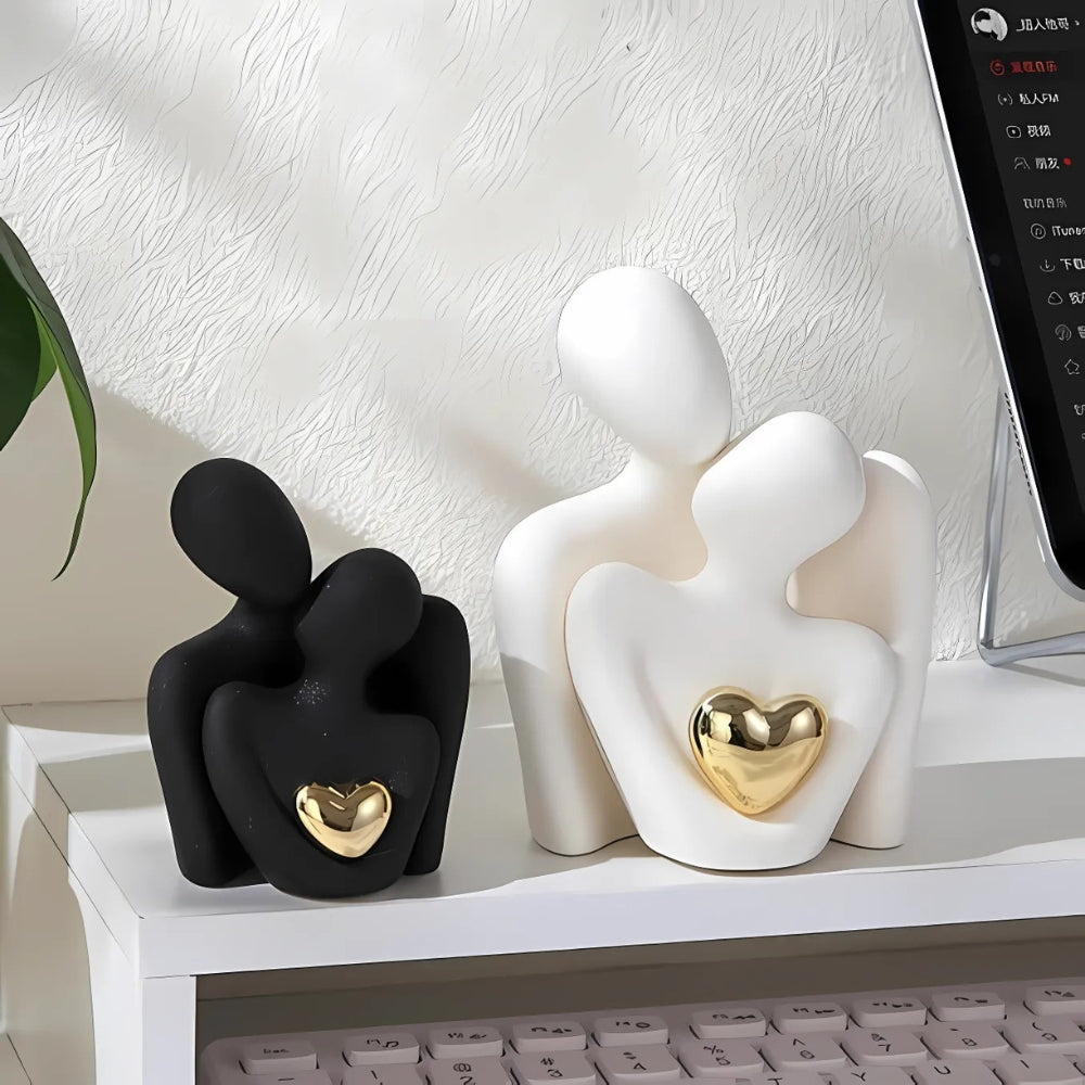 Couple Figurine | Abstract Embrace Sculpture Werune