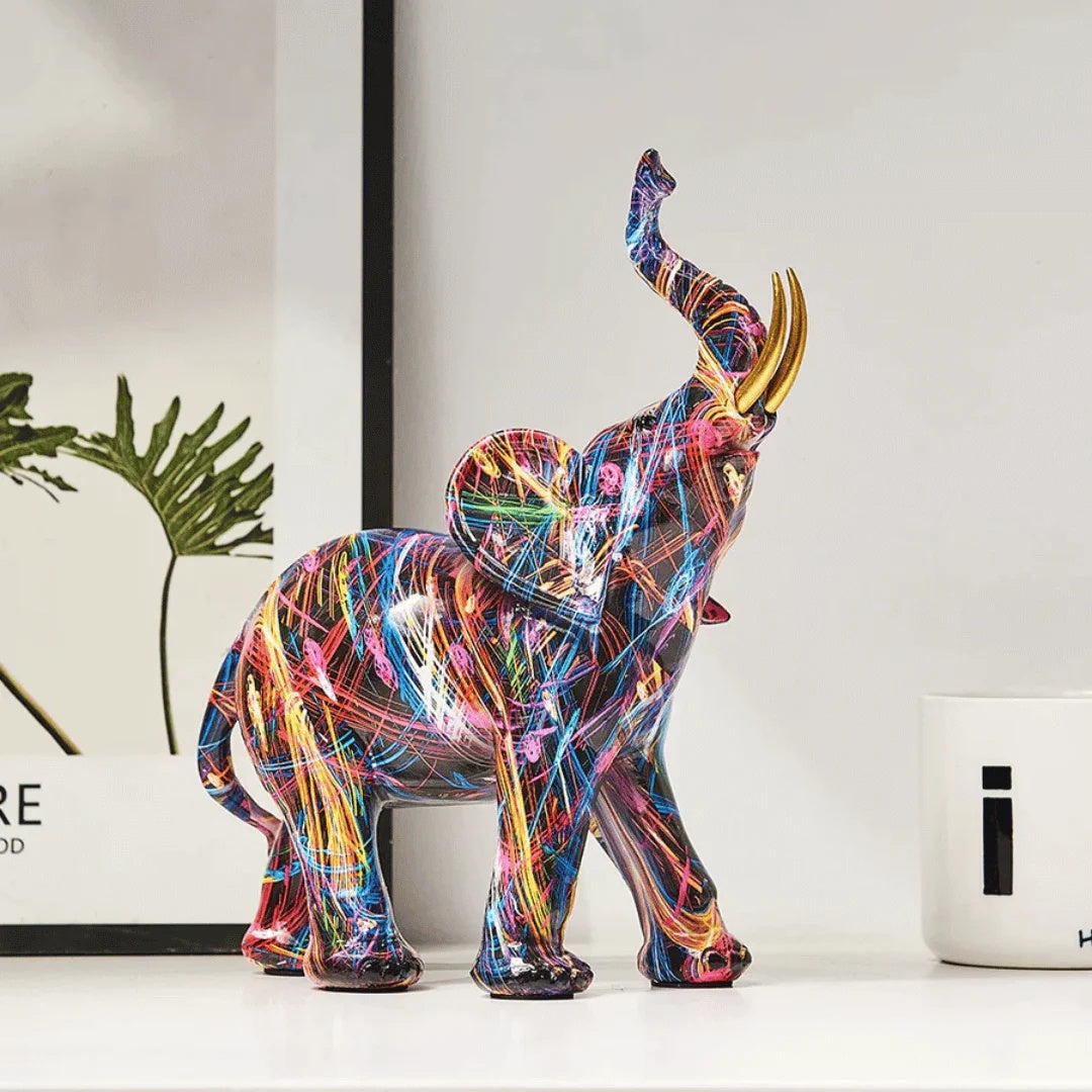 Elephant Ornament | Abstract Colour Sculpture Design Werune