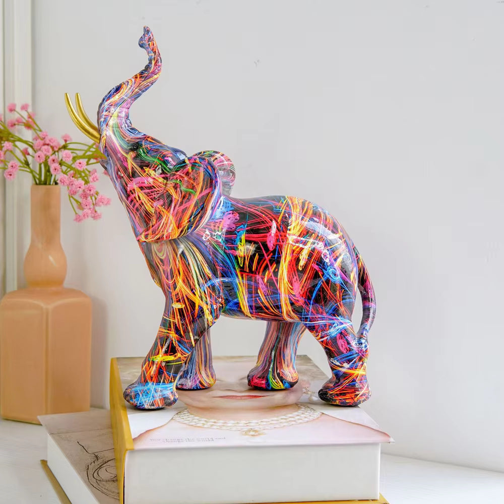 Elephant Ornament | Abstract Colour Sculpture Design Werune