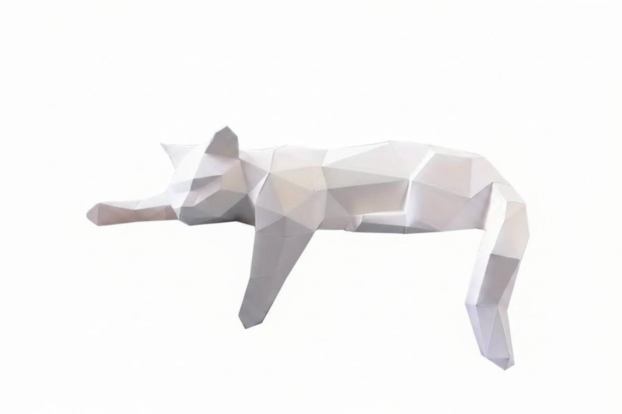Geometric Cat Sculpture | Reclining Modern Accent-Figurine-werune.com