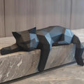 Geometric Cat Sculpture | Reclining Modern Accent-Figurine-werune.com