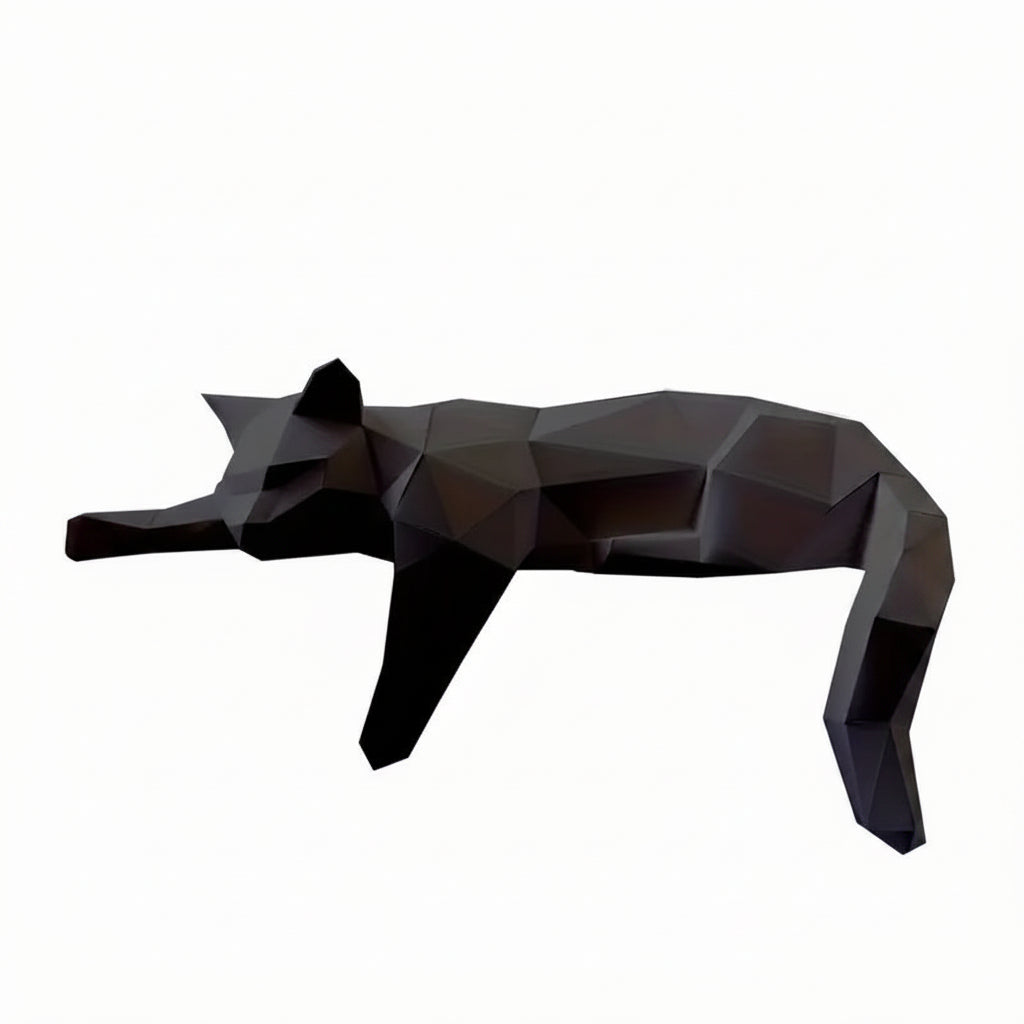 Geometric Cat Sculpture | Reclining Modern Accent-Figurine-werune.com