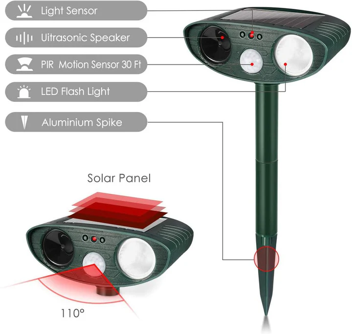Solar Animal Repeller | Outdoor Garden Stake Device - Werune