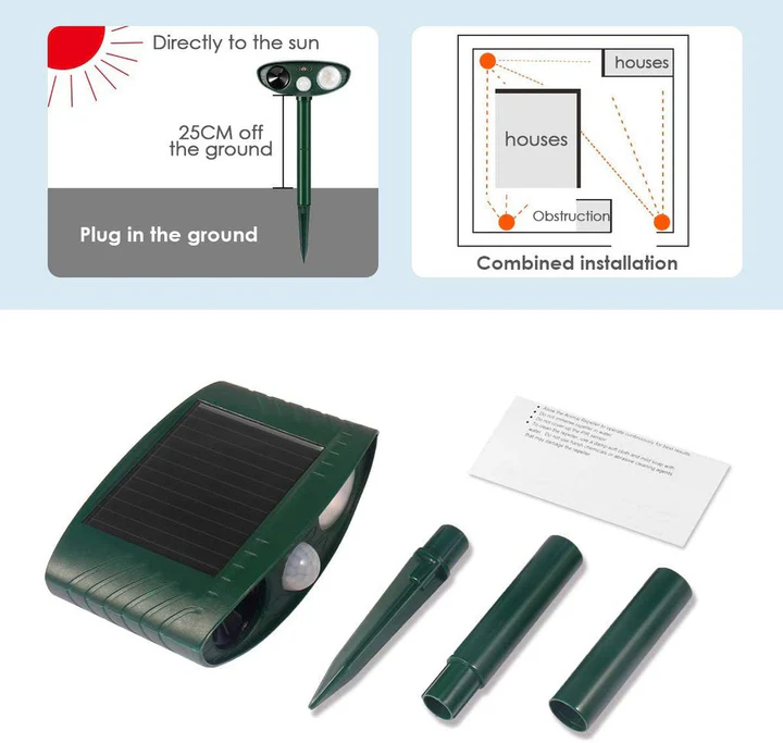 Solar Animal Repeller | Outdoor Garden Stake Device - Werune